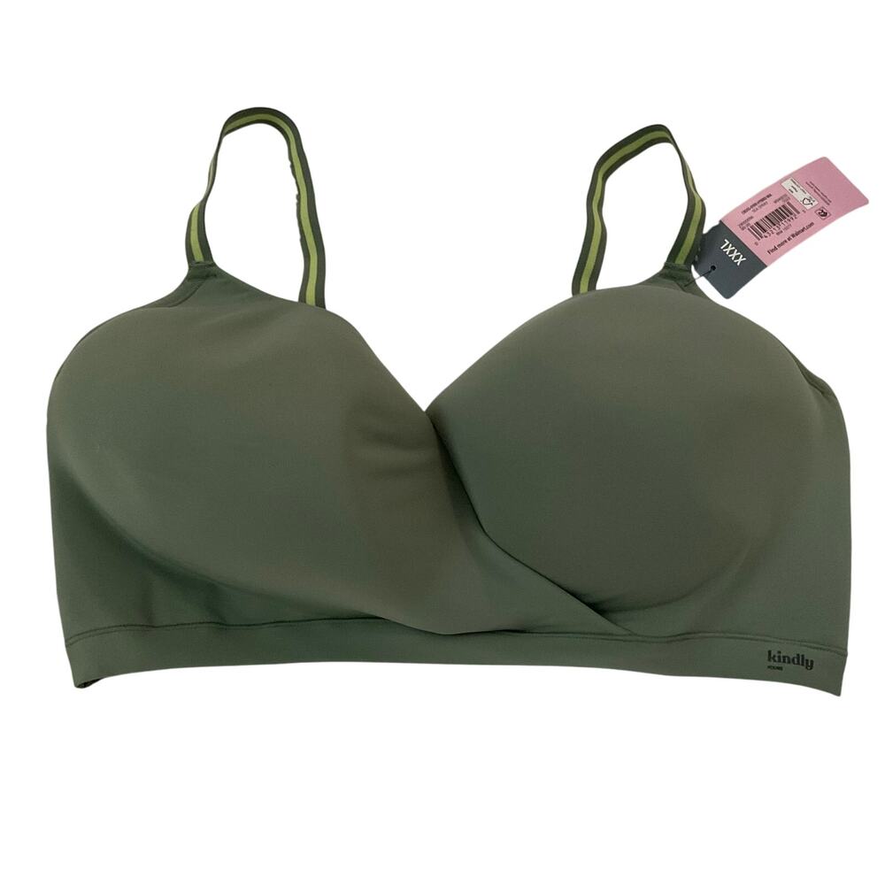 Kindly Yours Crossover Hybrid Wireless Bra in Green - Size 3X -‎ NEW